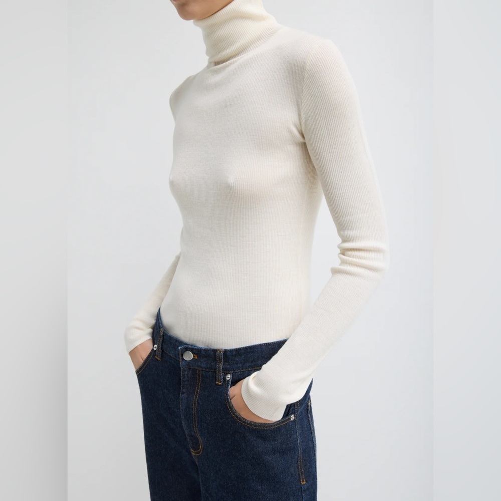 Featherweight Ribbed Sweater Turtleneck Pullover